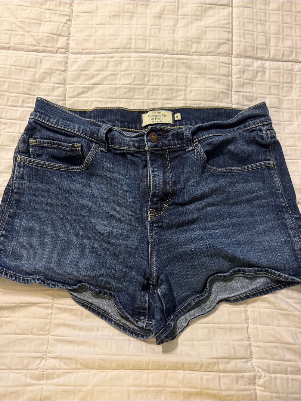 Abercrombie & Fitch Dark Blue High-Rise Denim Shorts